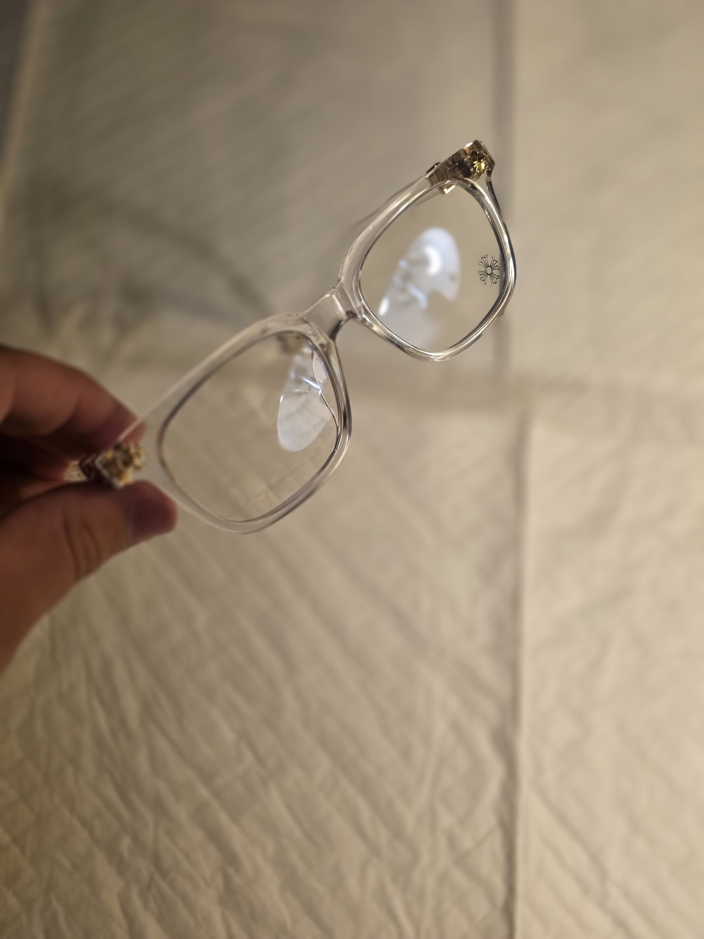 Chrome Hearts Clear Translucent Women's Glasses with Gold Details